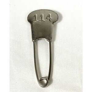 Vintage Large Utility Safety Pin Key Tag NO 114 Laundry Military Horse Blanket